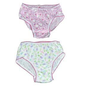 Vintage 90s Barbie girls brief underwear size 6 ruffle edge rose bows pink white